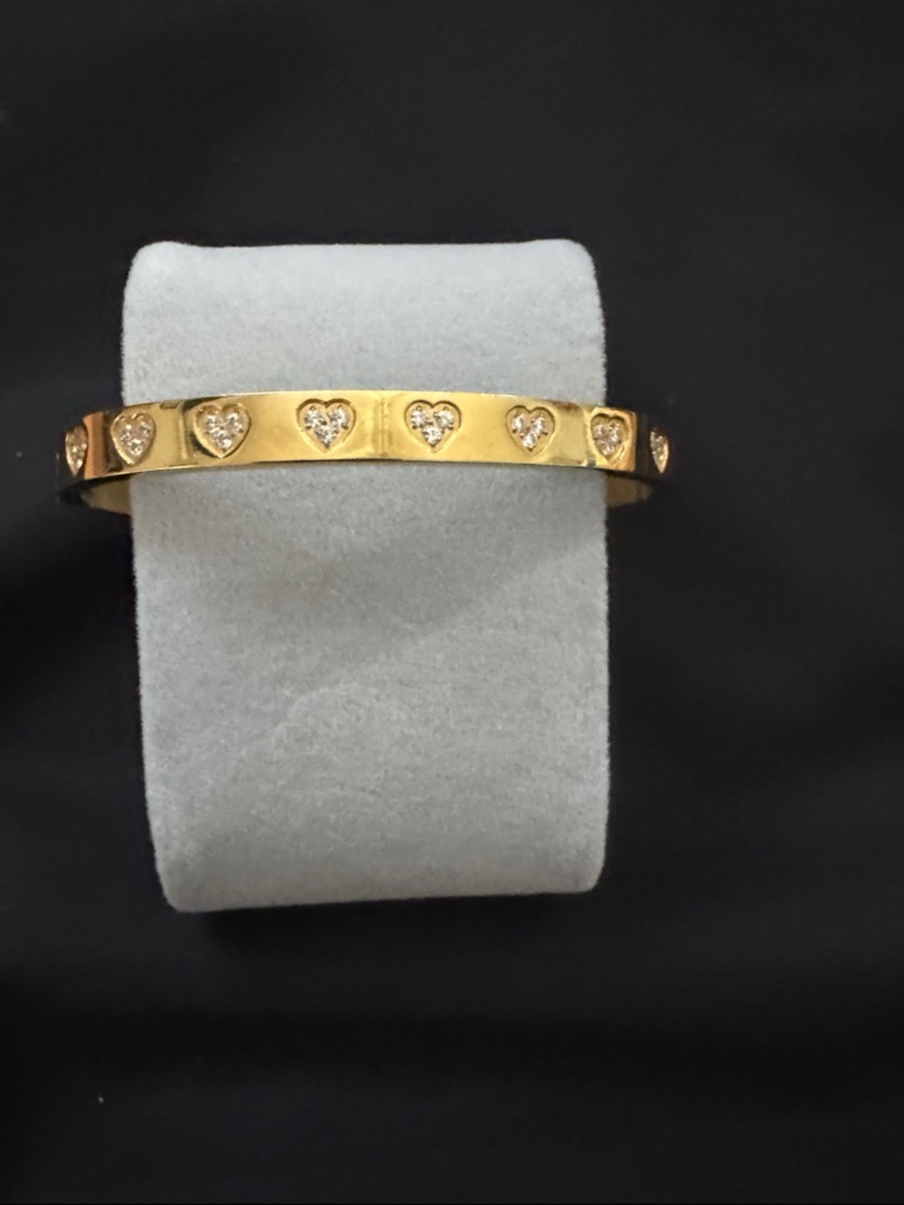 Gold Heart Accent Bangle Bracelet - Women Jewelry